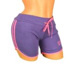 Pantaloni scurti mov Sport cu dungi roz pentru dama