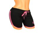 Pantaloni scurti negri Sport cu dungi roz pentru dama