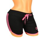 Pantaloni scurti negri Sport cu dungi roz pentru dama