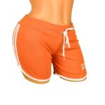 Pantaloni scurti portocalii Sport cu dungi albe pentru dama
