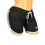 Pantaloni scurti negri Sport cu dungi albe pentru dama