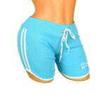 Pantaloni scurti turquoise Sport cu dungi albe pentru dama