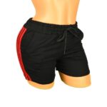 Pantaloni scurti negru cu rosu cu 3 dungi pentru dama