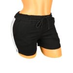 Pantaloni scurti negru cu alb cu 3 dungi pentru dama
