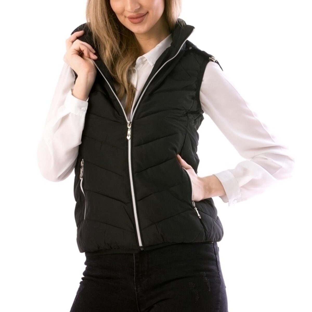 Vesta de primavara Neagra cu Gluga cod57960