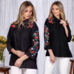 Camasa IE brodata neagra - Daria