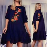 Rochie brodata bleumarin - Loredana