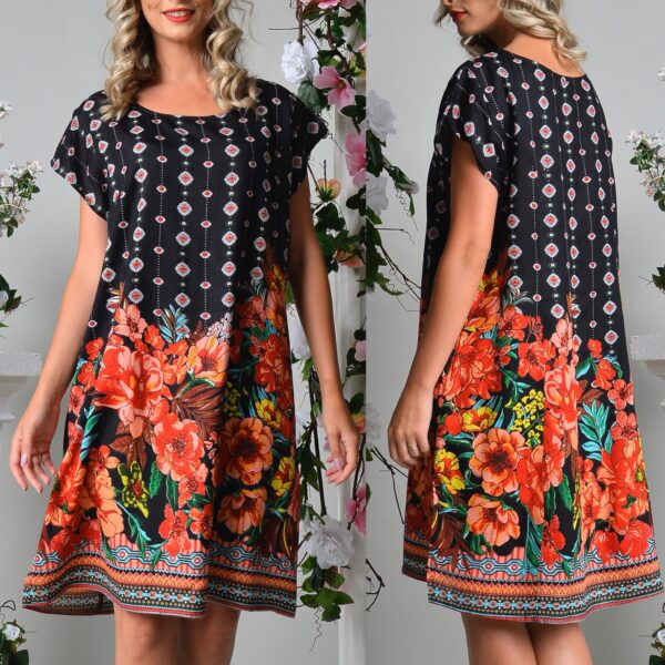 Rochie neagra cu imprimeu floral - Lavinia