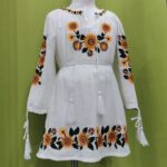 Rochie Traditionala pt. fetite - Floarea Soarelui alba