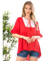 Bluza Dama Bumbac TraditionalSamar Rosu cod60357