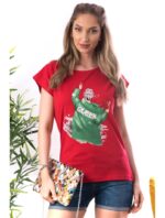 Tricou Dama Bumbac ImQueen Rosu cod60166