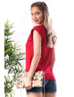 Tricou Dama Bumbac ImQueen Rosu cod60166 - imagine 2
