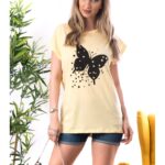 Tricou Dama Bumbac ButterFly Galben cod60175
