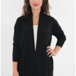 Cardigan negru din casmir, lana si bumbac