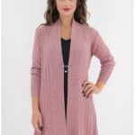 Cardigan roz-prafuit tricotat model spic