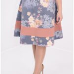 Fusta din denim cu print floral