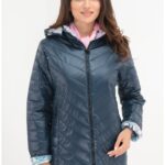 Geaca Femei bleumarin cu interiorul bleu cu print floral
