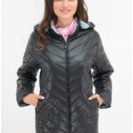 Geaca Femei neagra cu interiorul bleu cu print floral