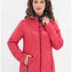 Geaca Femei rosie matlasata cu model romburi