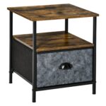 HomCom noptiera stil industrial, cu sertar, 40x40x46.9 cm