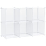 Dulap interior modular pentru pantofi, 6 cuburi din plastic PP, 94,5x32x162cm, transparent