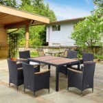 set masa si scaune de gradina, 7 piese, negru