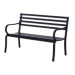 Banca de gradina scaun de gradina din metal 2 locuri impermeabila neagra 127 x 62 x 82cm