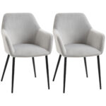 Set de 2 scaune de sufragerie, decorative din material textil din catifea, mobilier living, fotolii gri deschism| AOSOM RO