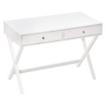 Masa de Birou pentru Camera Oficiu cu 2 Sertare, Mobilier Modern Multifunctional din MDF, 106x55x75cm, Alb