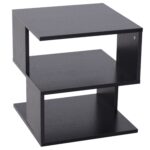 Masuta de cafea joasa cu 3 Etajere, Masuta de Cafea din Lemn, Mobilier Modern cu Economisire a spatiului, Negru, 40x40x43cm
