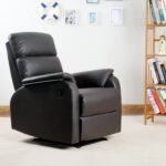 Fotoliu Relax Rabatabil Manual in Piele Sintetica, Maro, 75x92x99cm