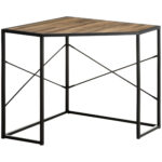 Birou pentru computer de colt cu structura de otel si blat din PAL, 80x80x77,5 cm, negru si maro