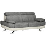 Canapea din piele artificiala cu 2 locuri cu tetiera reglabila pe 5 niveluri, canapea moderna pentru salon si sufragerie, 189x96,5x84cm, gri