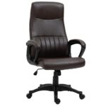 Vinsetto Scaun de Birou Rotativ cu Spatar ??nalt si Functie Balansoar, ??naltime Ajustabila si Roti, 61.5x66x113-123cm, Maro