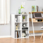 Homcom Biblioteca cu 6 Compartimente Cub Alba 91.5x29.5x61.5cm