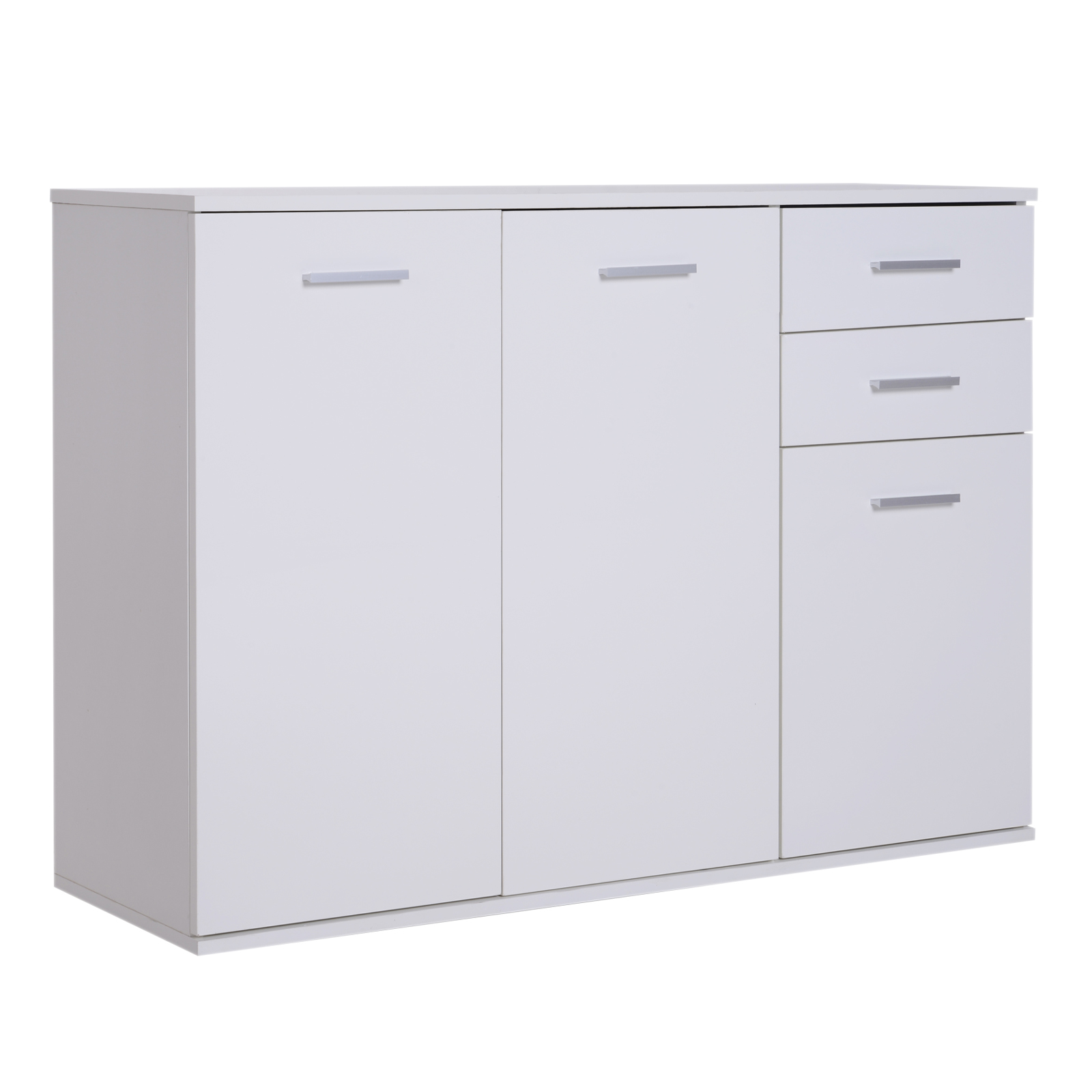 97H98a1833f208188 Dulapior cu 3 Usi si 2 Sertare in Lemn Granulat, Alb, 106x35x76cm - imagine 1