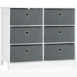 dulap cu 6 sertare textile, 72x35x62 cm, alb+gri