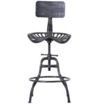 Scaun stil Industrial din otel cu spatar si inaltime reglabila, Negru 56x56x90-112cm
