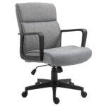 Vinsetto Scaun Birou Ergonomic Pivotant cu Inaltime Reglabila si Functie de Balansare, Tapiterie din Tesatura, 60x68x92-101,5cm, Gri