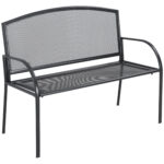 Banca de Gradina cu 2 Locuri din Otel, pentru Terasa si Parc, 110.5x53.5x89cm, Gri
