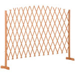 Gard pentru Gradina Extensibil din Lemn 150cm, Gard de Lemn cu Spalier Grilaj Autoportant pentru Exterior, Portocaliu