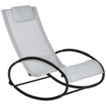 Sezlong de Gradina cu Gravitate Zero, Balansoar Ergonomic cu Perna si Tesatura Respirabila pentru Interior si Exterior, Gri