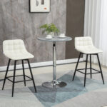 Set de 2 scaune de bar cu spatar si suport pentru picioare, scaune inalte tapitate in stil nordic