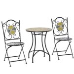 Set Masa si Scaune de Gradina din Metal cu Majolica Colorata