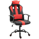 Vinsetto Scaun de Birou ergonomic Inaltime Reglabila cu Perna, Negru si Rosu