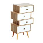 Mobilier Comoda in Lemn Stil Nordic Lemn si Alb, 47x29.5x81cm