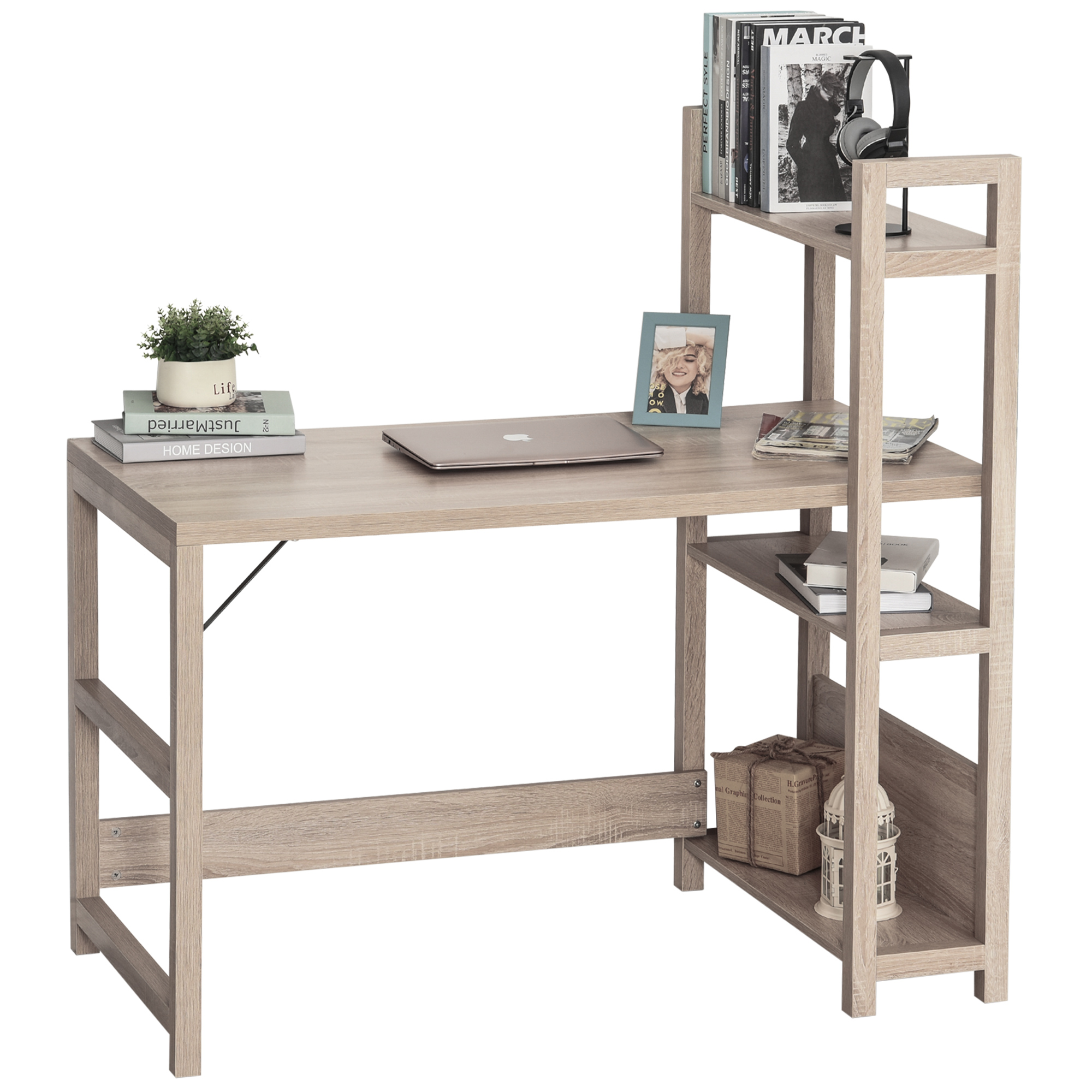 EER14917e5d096430 birou cu biblioteca si 3 rafturi, 120 x 67 x 120.5 cm - imagine 1