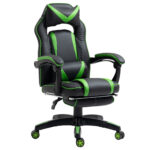 Vinsetto Scaun Ergonomic de Birou cu roti din Pele Artificiala, 65??70??115-121cm Negru si Verde