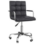 Scaun Rotativ cu Brate dinPiele Sintetica, Negru?ÿ 52.5x54x94cm