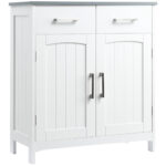 kleankin Dulapior de Baie cu 2 Usi, 2 Sertare si Etajera Reglabila din MDF, 68x33x76cm, Alb